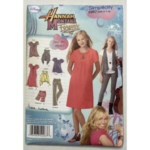 Simplicity 2267 Hannah Montana Girls Sewing Pattern Dress Top Pants Vest 7-16